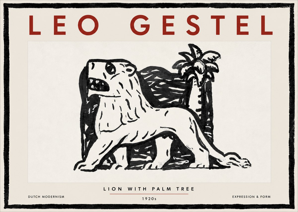 Leo Gestel Lion with Palm Tree No6 - Póster