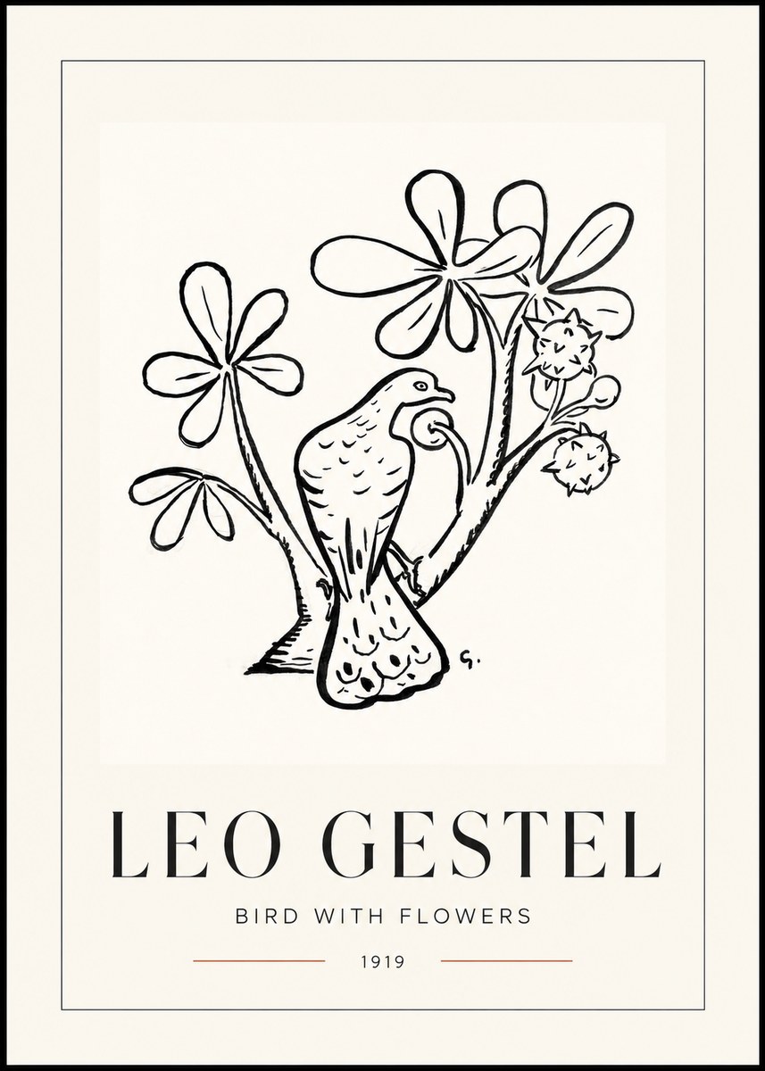 Leo Gestel Bird with Flowers No1 - Póster