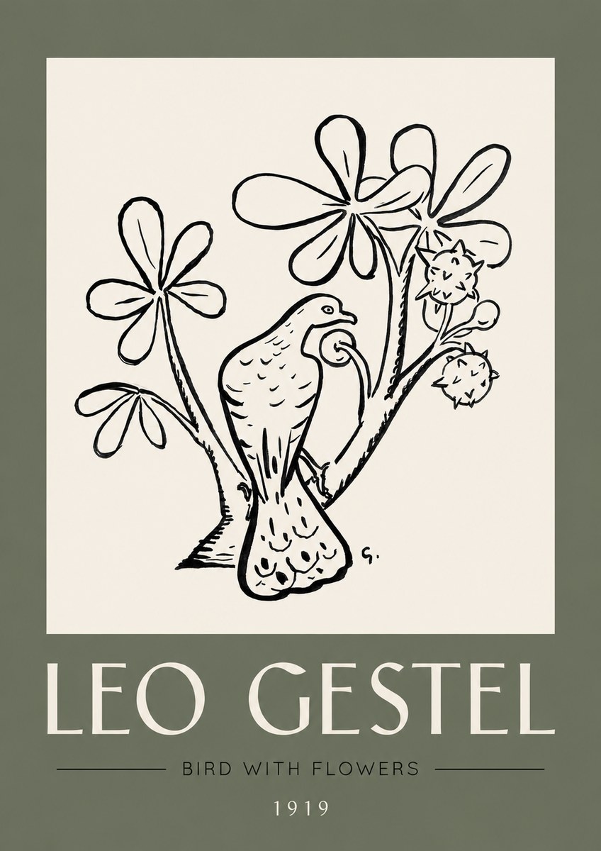 Leo Gestel Bird with Flowers No3 - Póster