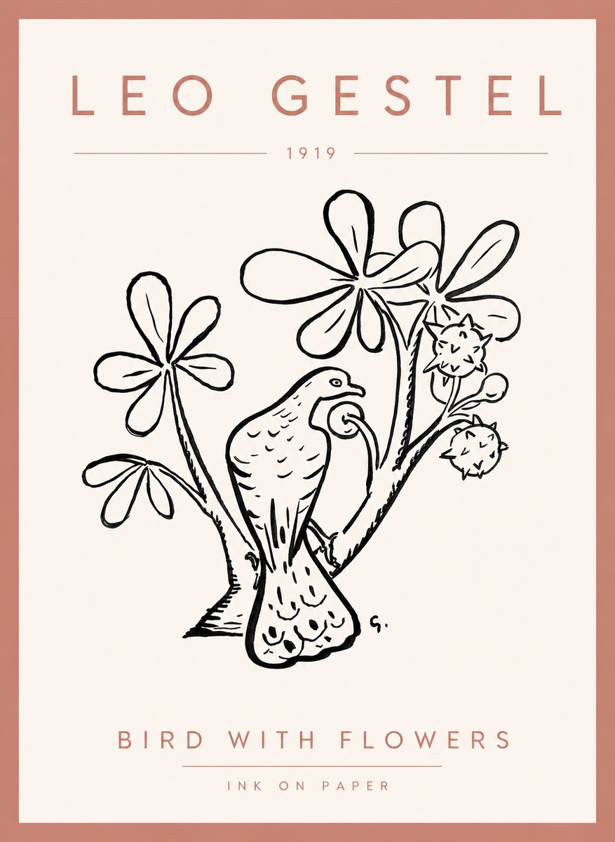 Leo Gestel Bird with Flowers No5 - Póster