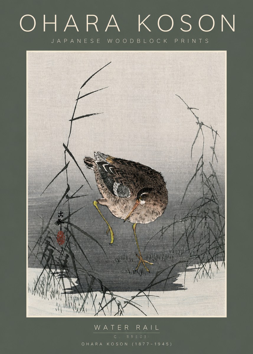 Ohara Koson Water Rail No5 - Póster