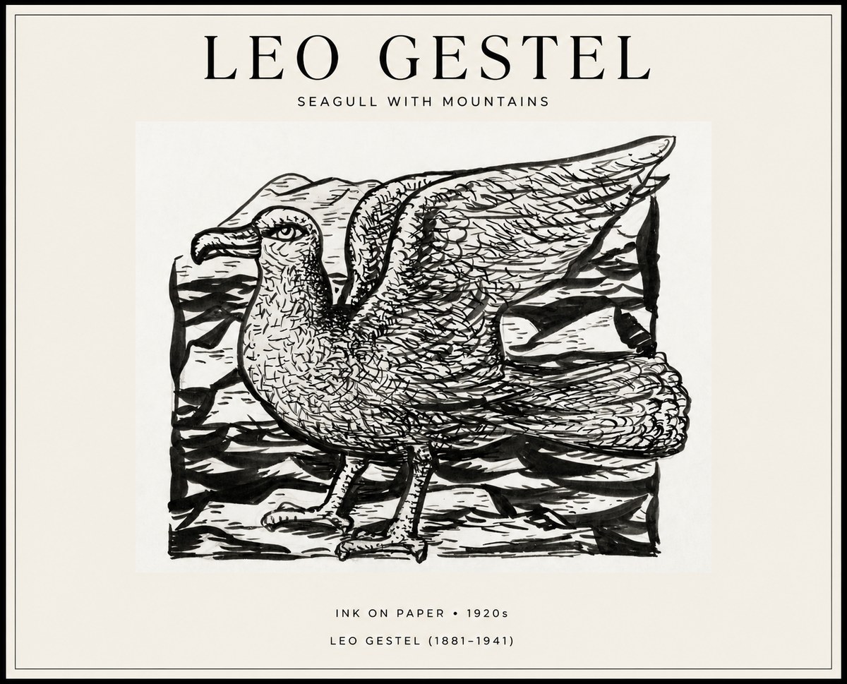 Leo Gestel Seagull with Mountains No1 - Póster