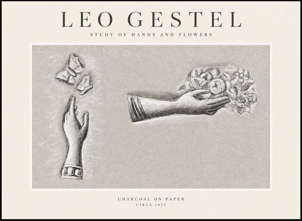 Leo Gestel Study of Hands and Flowers No1 - Póster