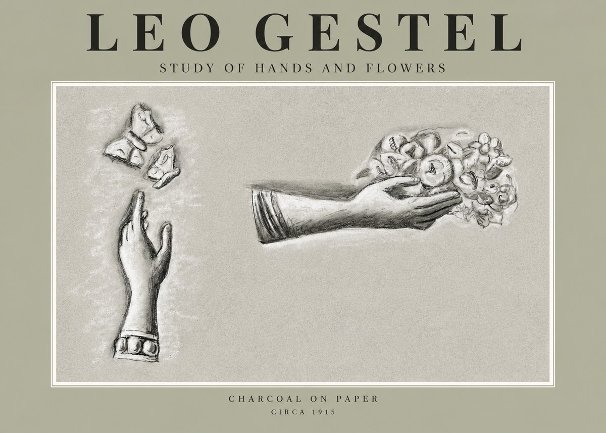 Leo Gestel Study of Hands and Flowers No2 - Póster