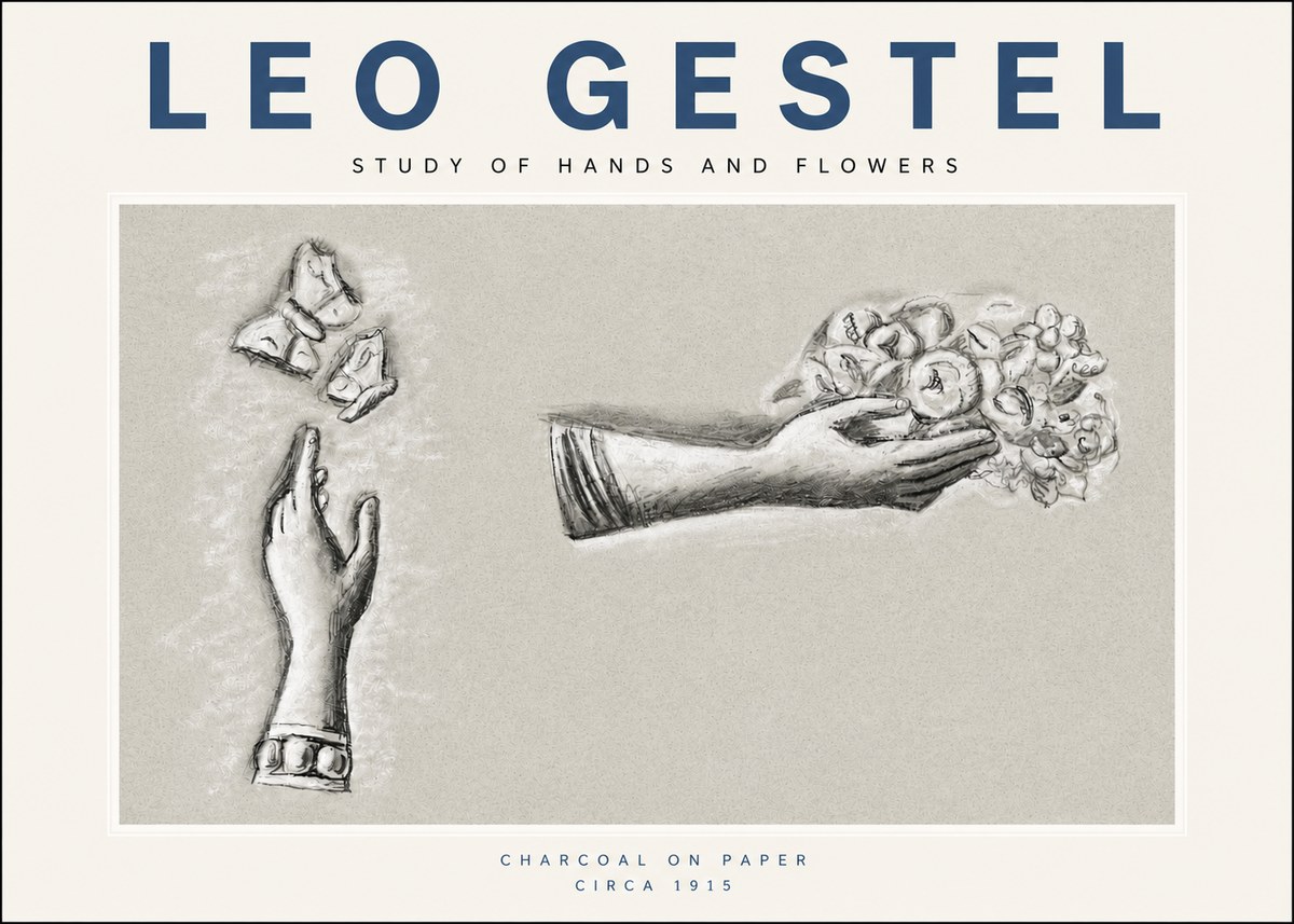 Leo Gestel Study of Hands and Flowers No3 - Póster