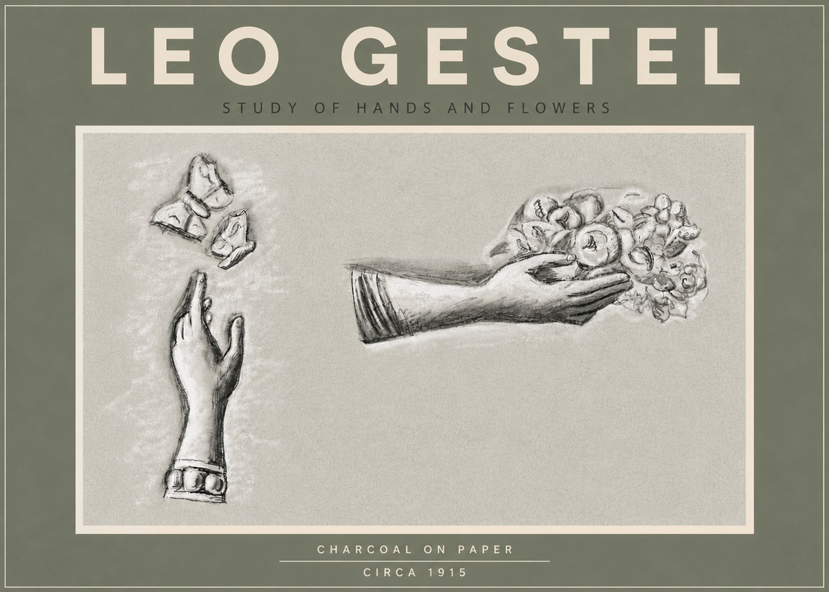 Leo Gestel Study of Hands and Flowers No5 - Póster