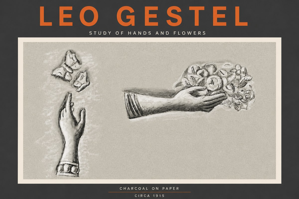 Leo Gestel Study of Hands and Flowers No6 - Póster