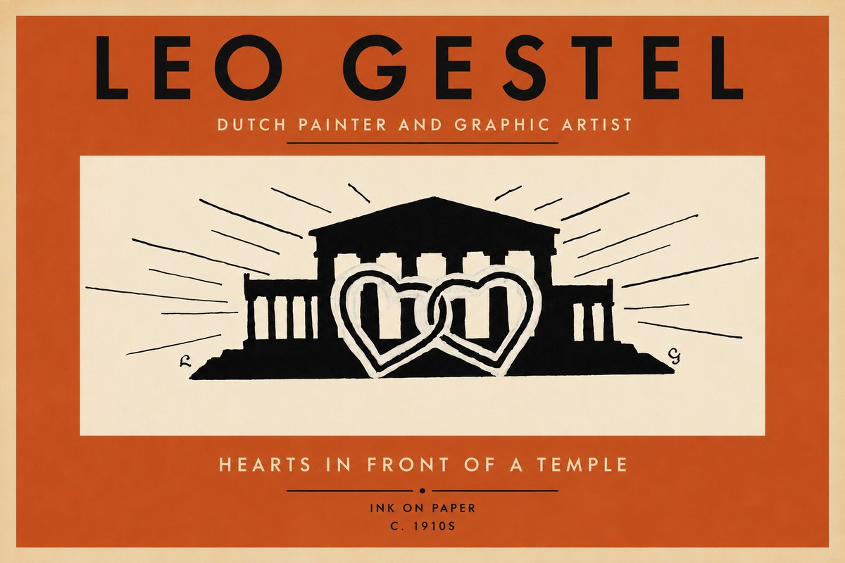 Leo Gestel Hearts in Front of a Temple No2 - Póster