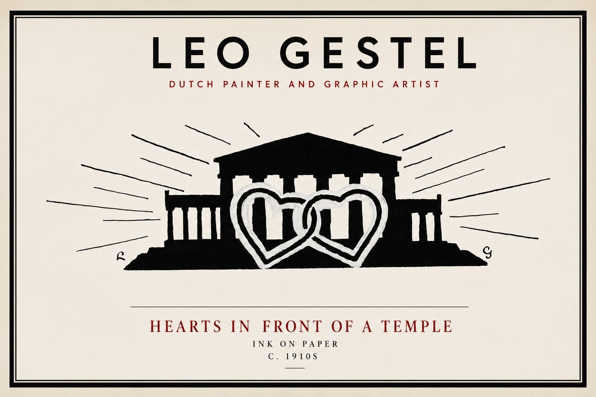 Leo Gestel Hearts in Front of a Temple No4 - Póster