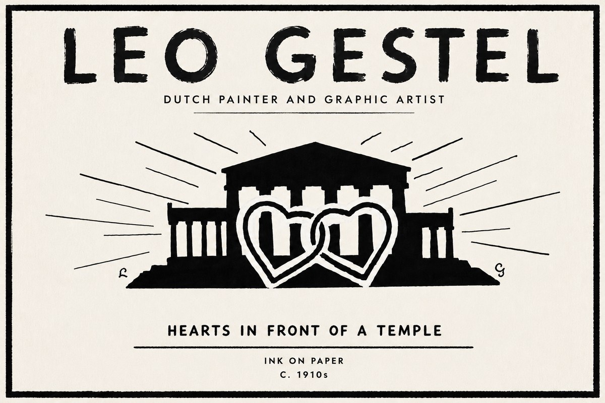 Leo Gestel Hearts in Front of a Temple No6 - Póster