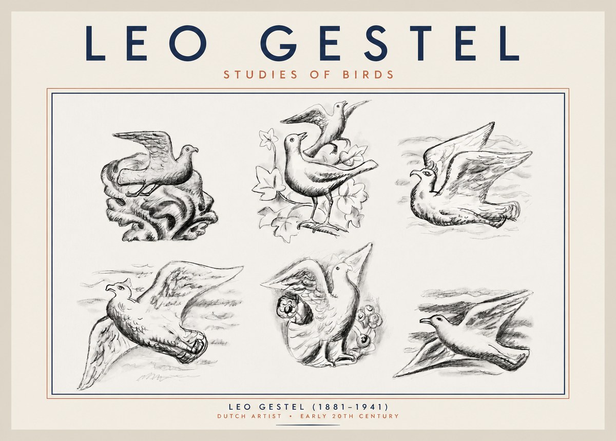 Leo Gestel Studies of Birds No2 - Póster