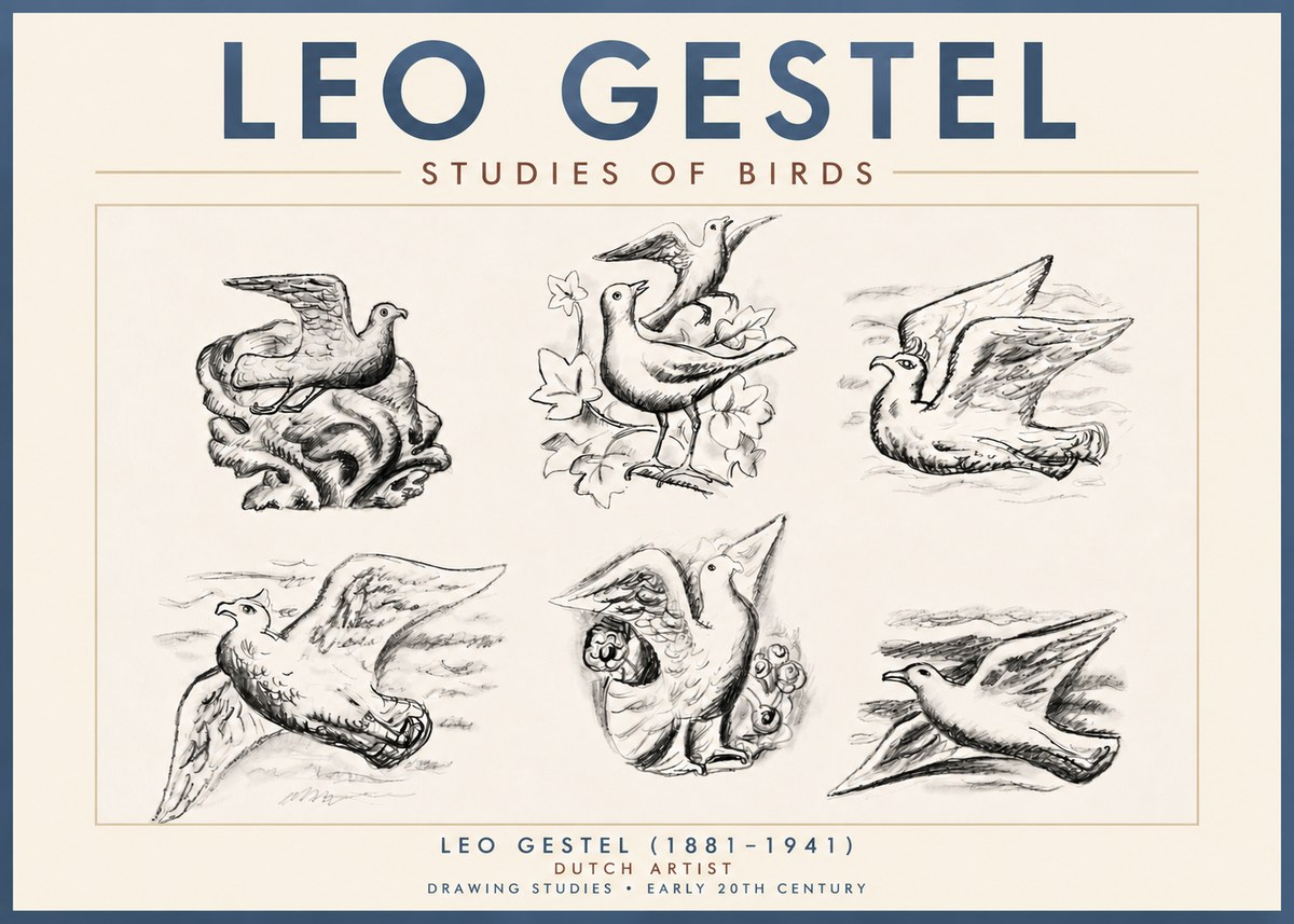 Leo Gestel Studies of Birds No4 - Póster