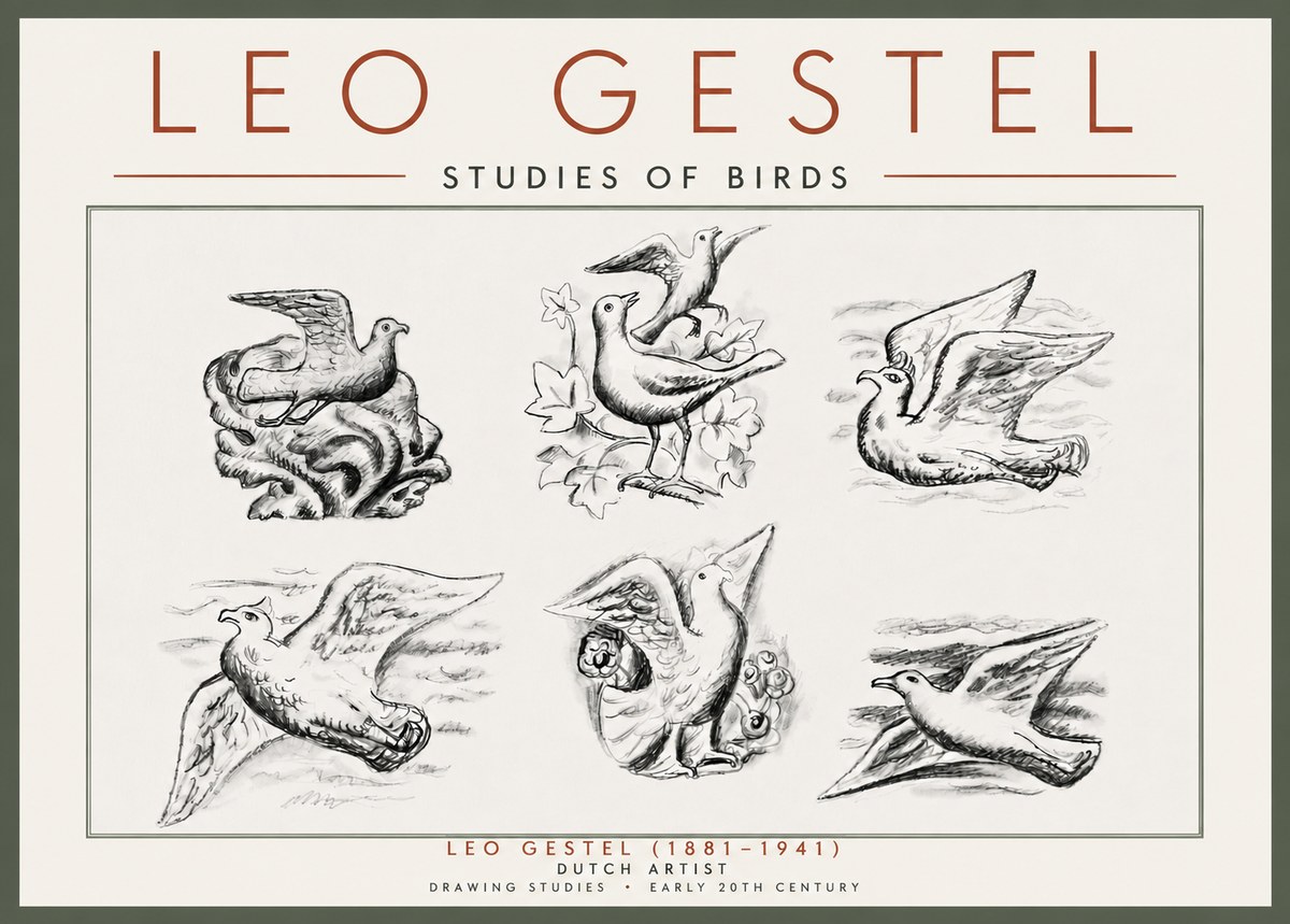 Leo Gestel Studies of Birds No5 - Póster