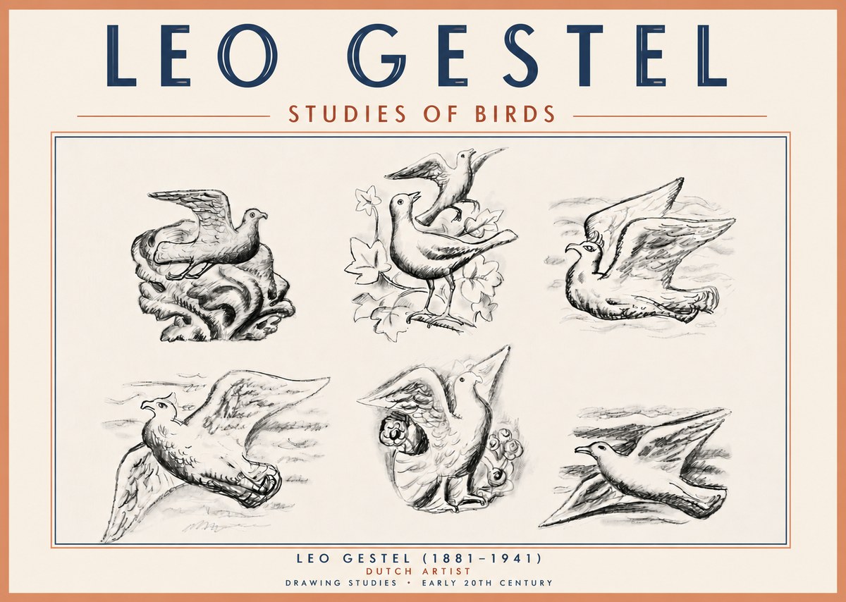 Leo Gestel Studies of Birds No6 - Póster