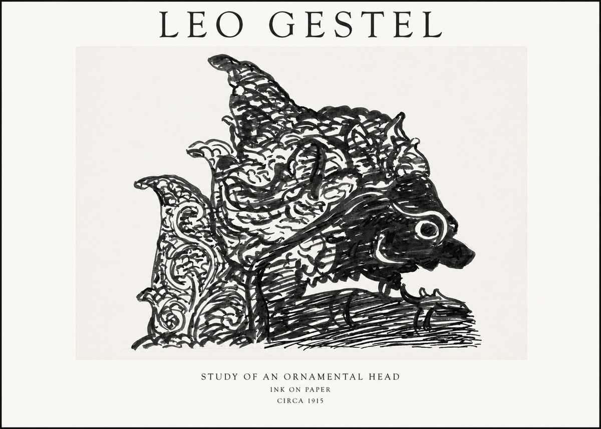 Leo Gestel Study of an Ornamental Head No1 - Póster