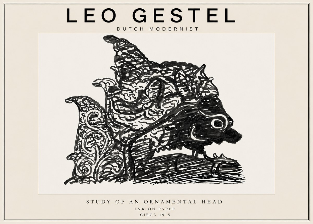 Leo Gestel Study of an Ornamental Head No3 - Póster