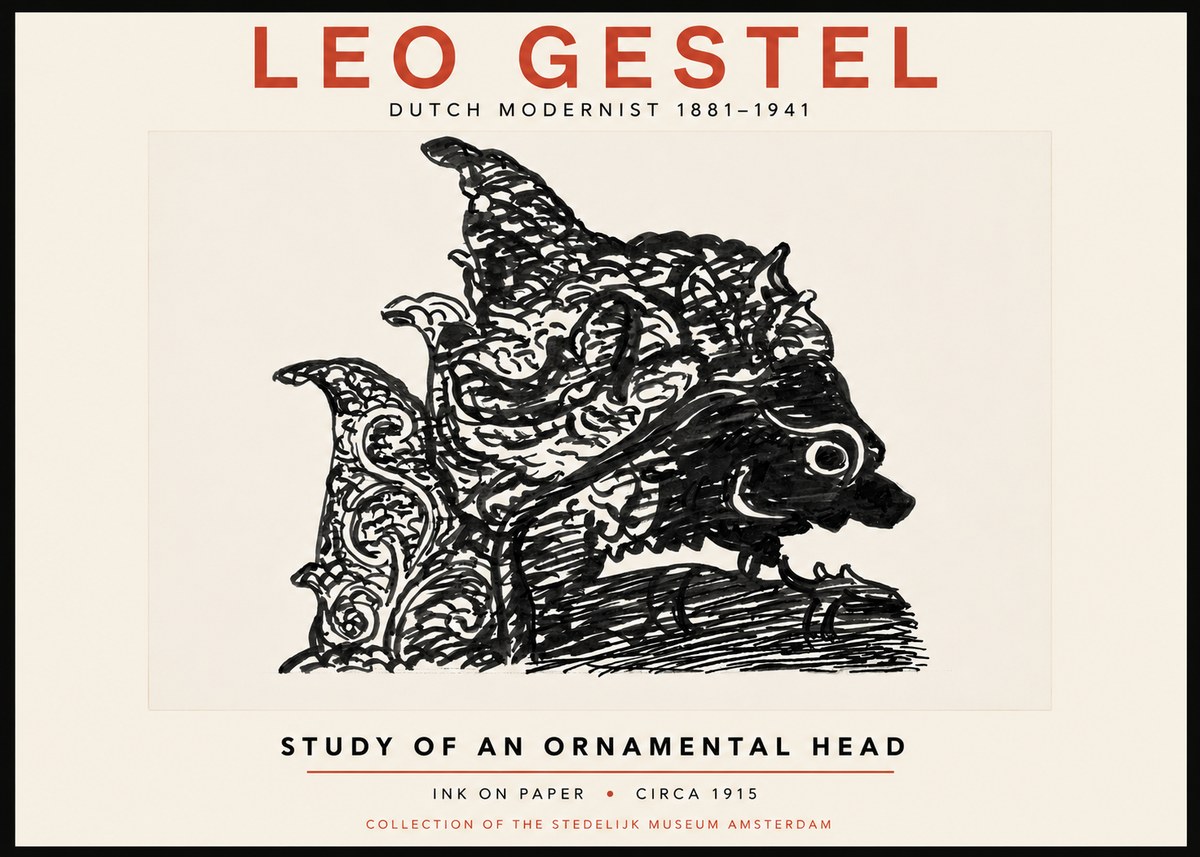 Leo Gestel Study of an Ornamental Head No4 - Póster