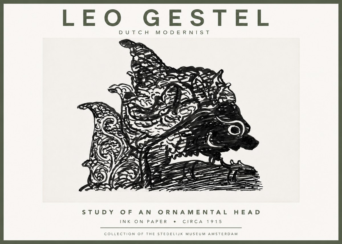 Leo Gestel Study of an Ornamental Head No5 - Póster