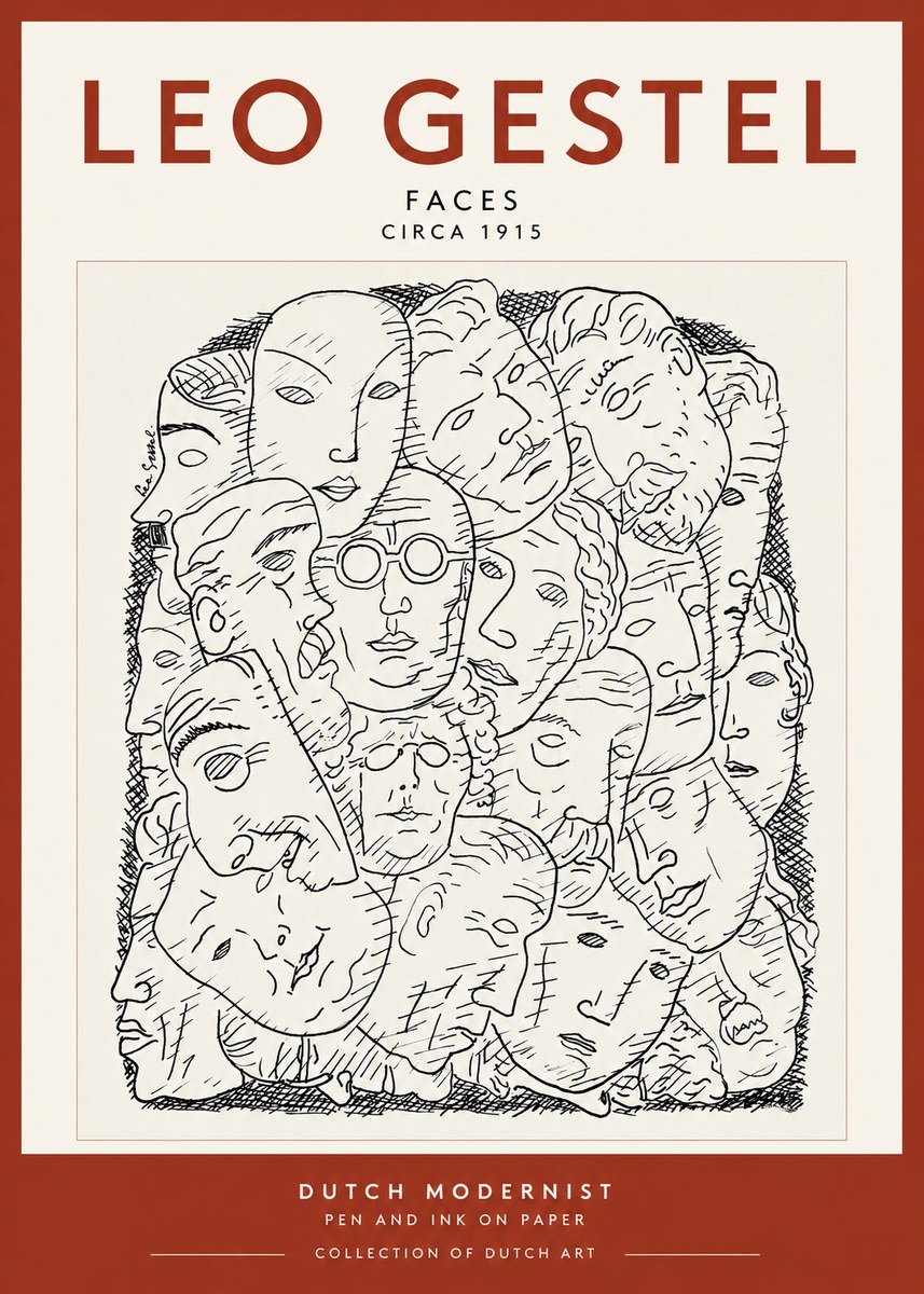 Leo Gestel Heads Ink Drawing No3 - Póster