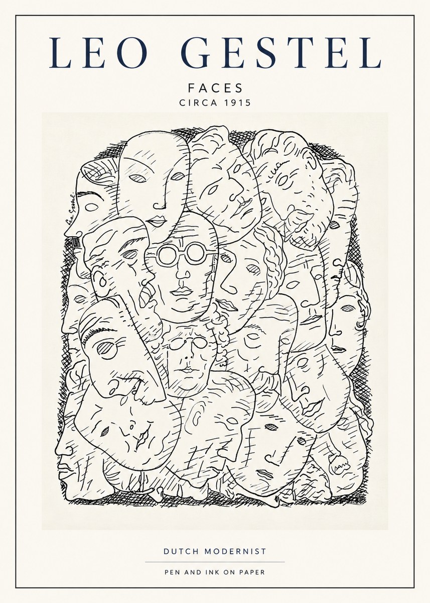 Leo Gestel Heads Ink Drawing No4 - Póster