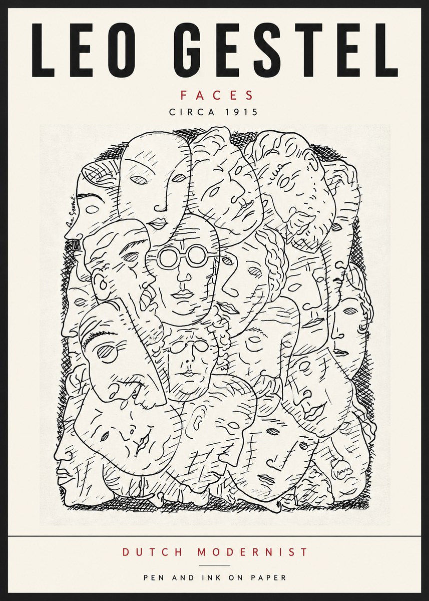 Leo Gestel Heads Ink Drawing No6 - Póster
