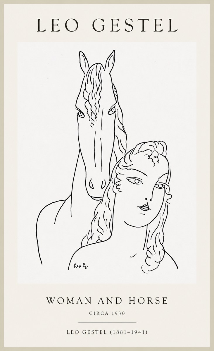 Leo Gestel Woman and Horse No1 - Póster