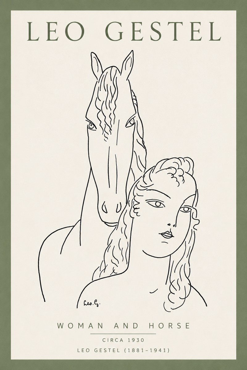 Leo Gestel Woman and Horse No4 - Póster