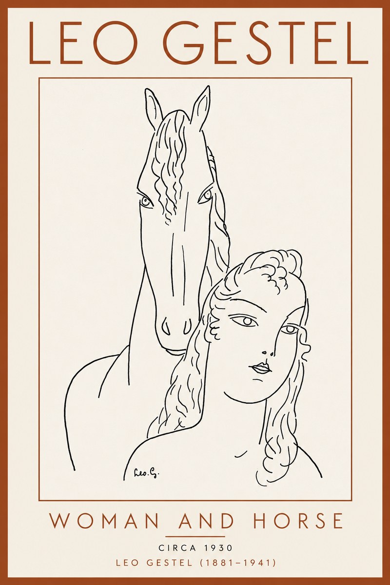 Leo Gestel Woman and Horse No5 - Póster
