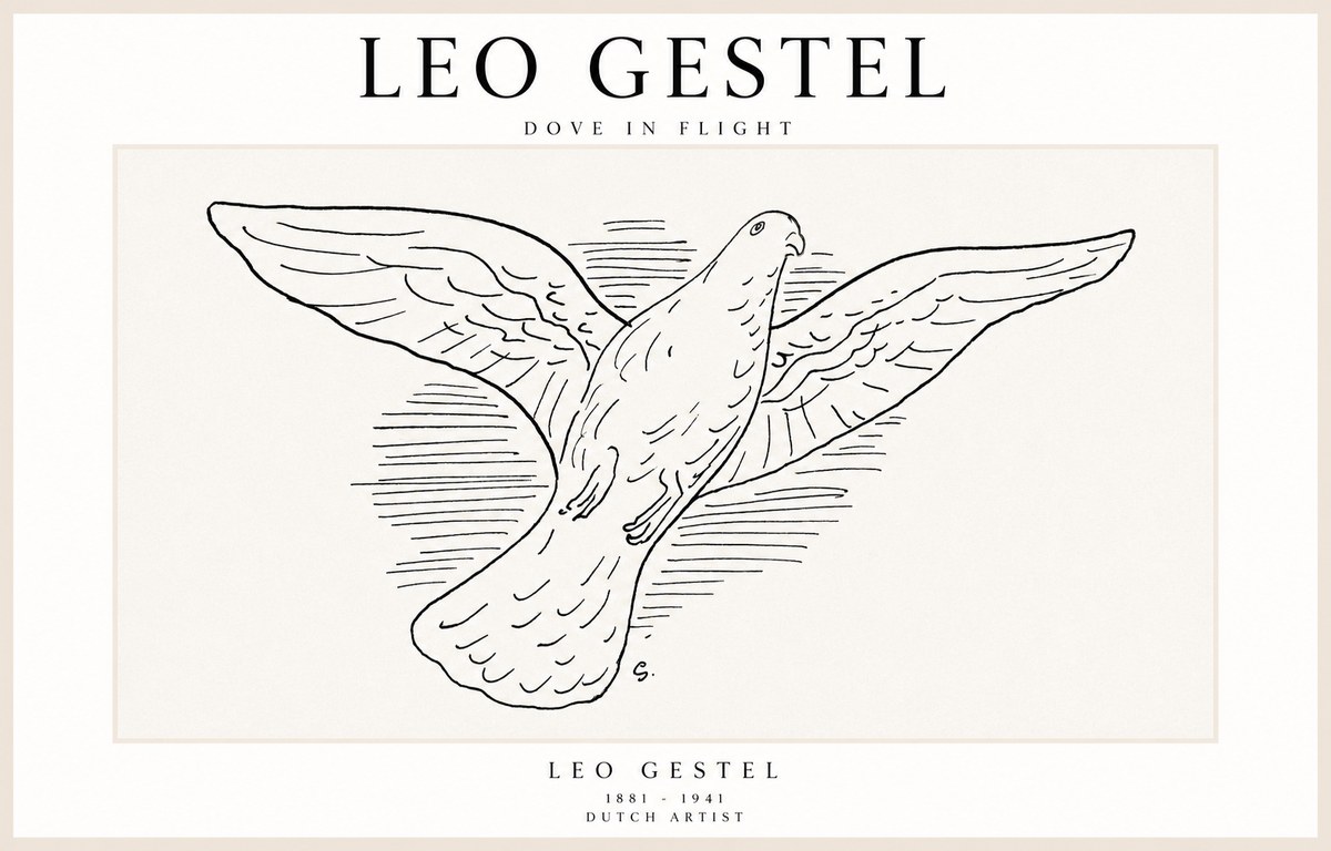 Leo Gestel Dove in Flight No1 - Póster