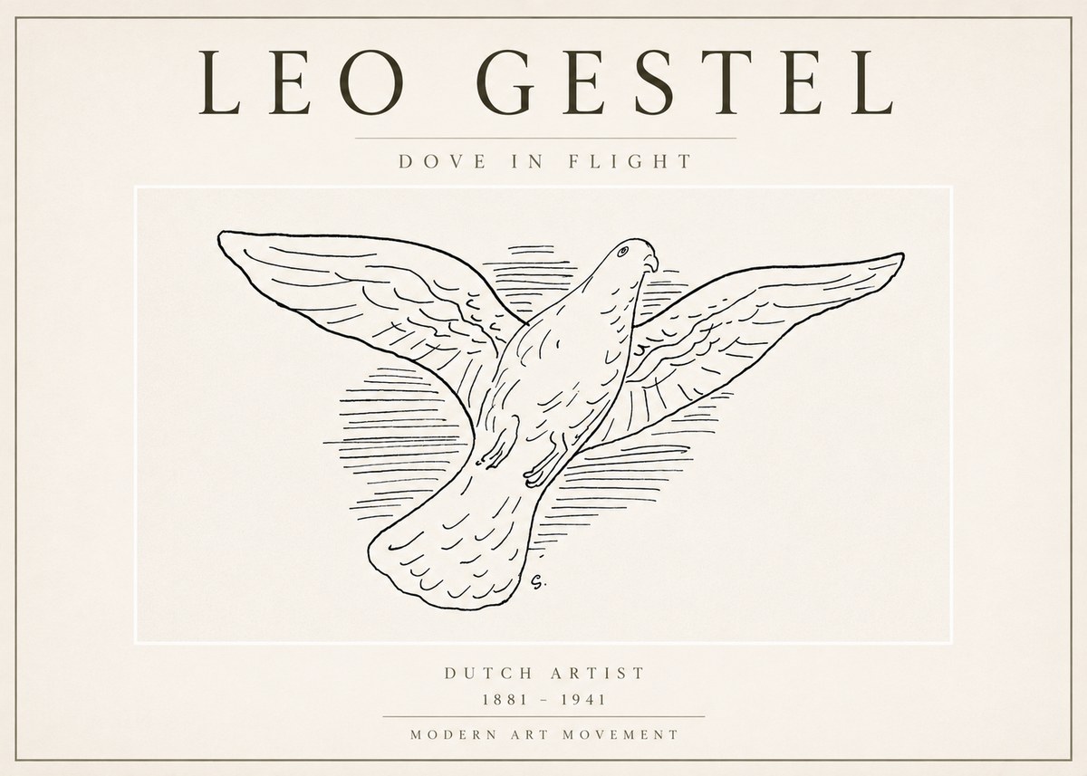 Leo Gestel Dove in Flight No3 - Póster