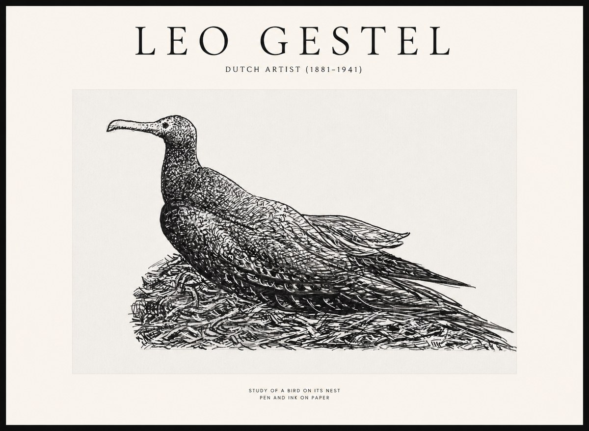Leo Gestel Study of a Bird on Its Nest No1 - Póster