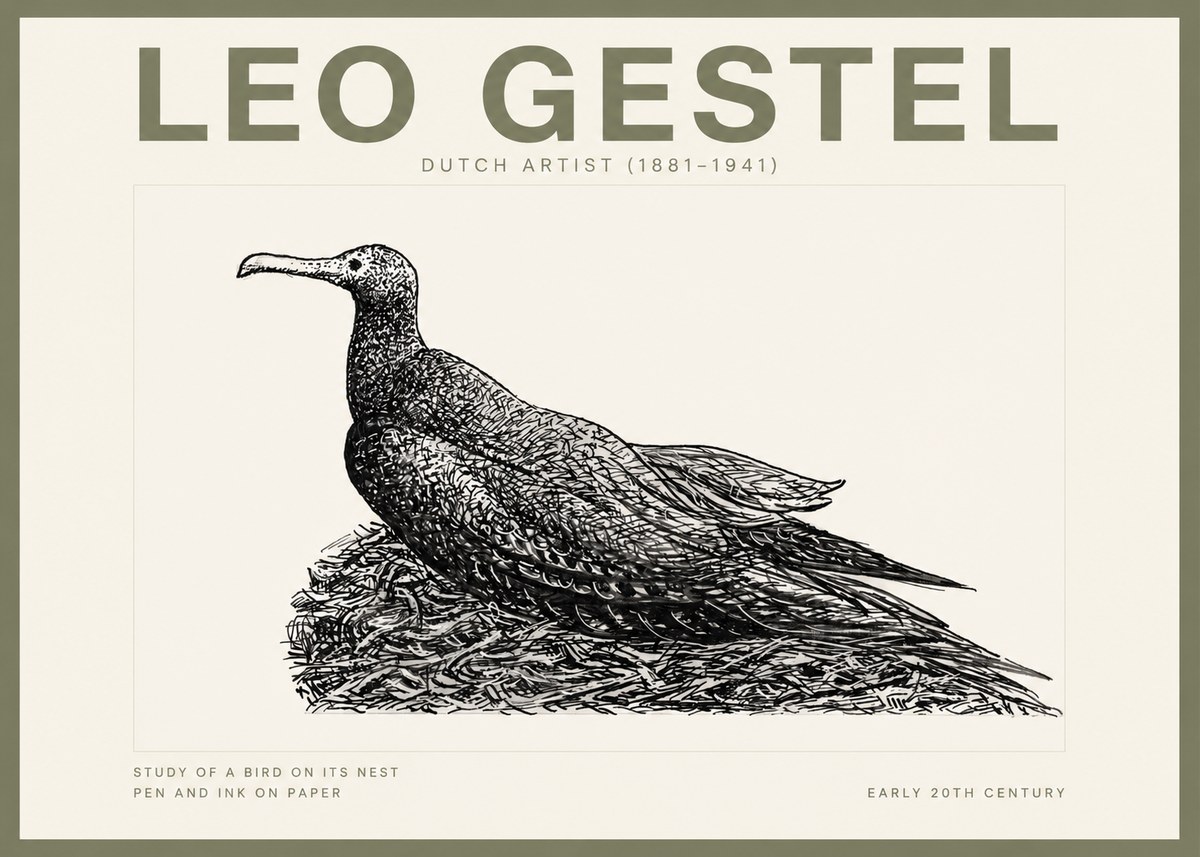 Leo Gestel Study of a Bird on Its Nest No2 - Póster