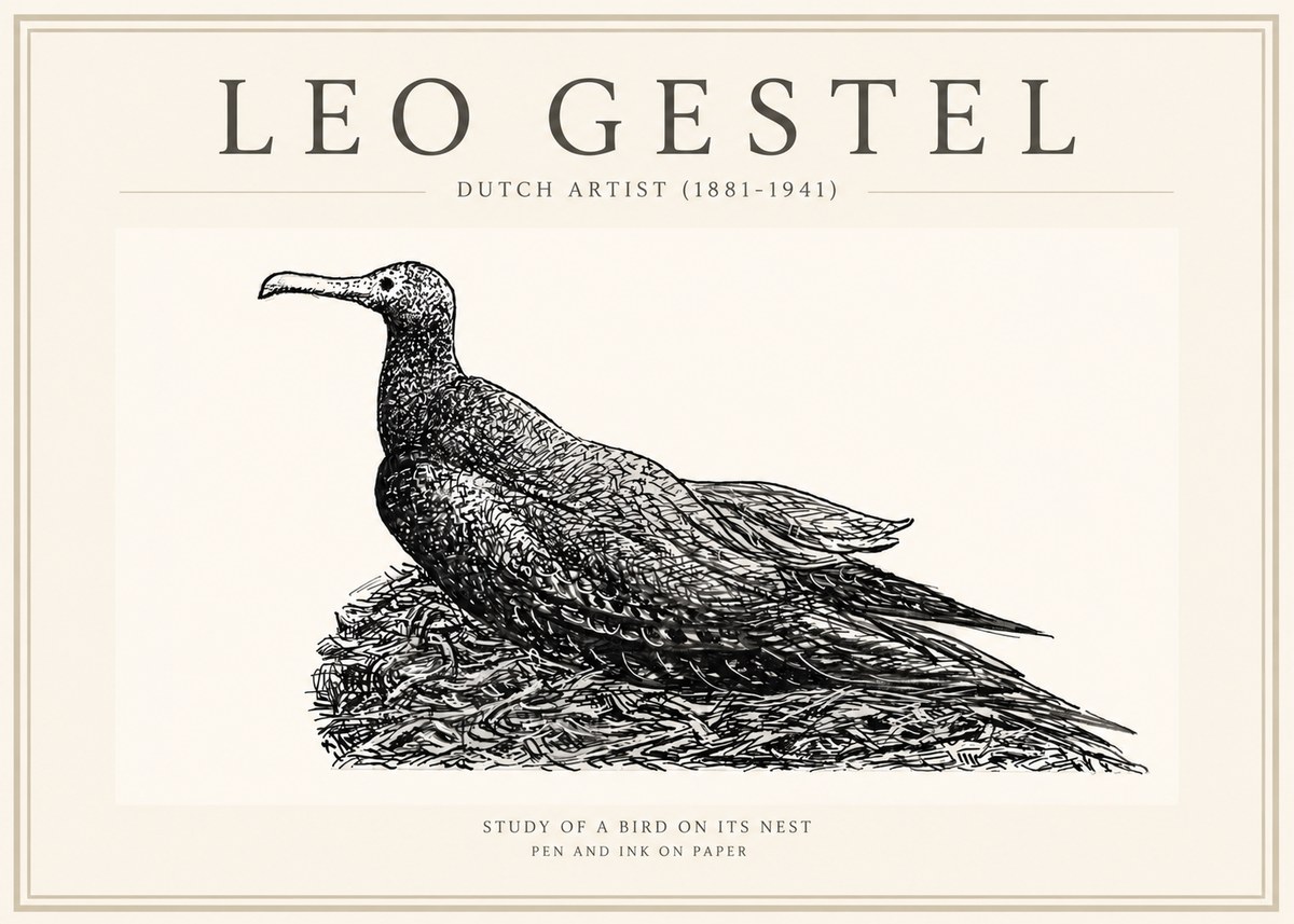 Leo Gestel Study of a Bird on Its Nest No3 - Póster