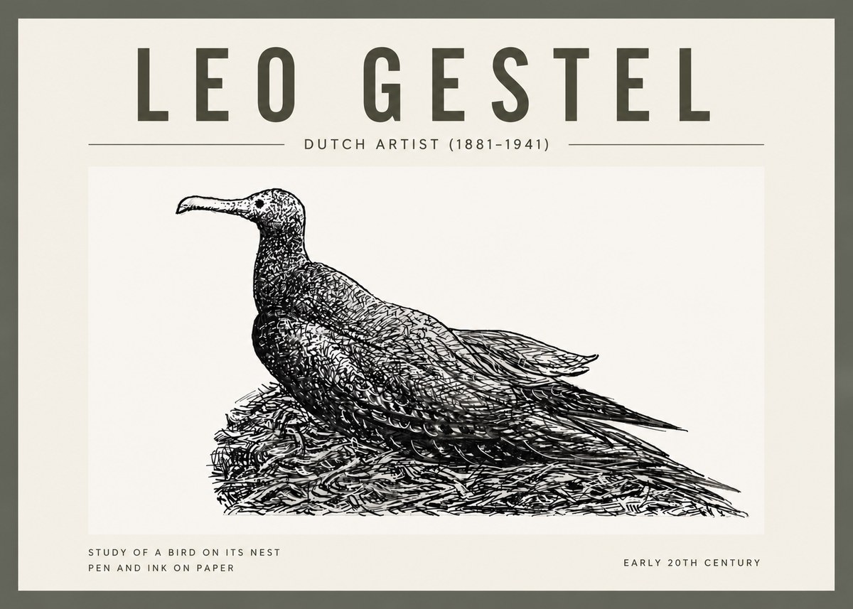 Leo Gestel Study of a Bird on Its Nest No4 - Póster