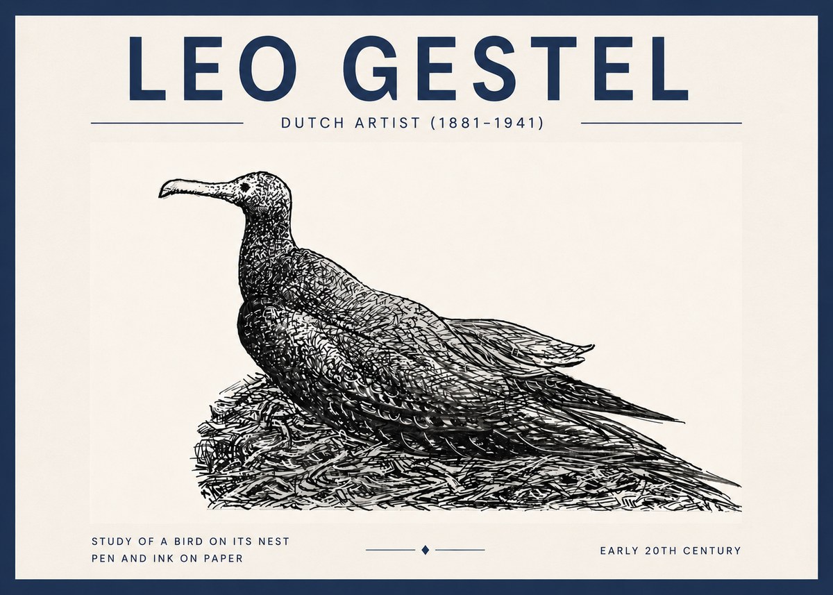 Leo Gestel Study of a Bird on Its Nest No6 - Póster