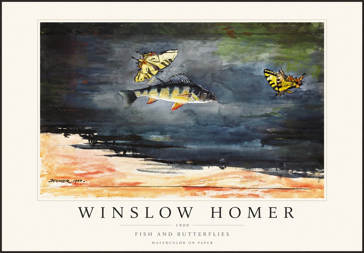 Winslow Homer Fish and Butterflies No1 - Póster