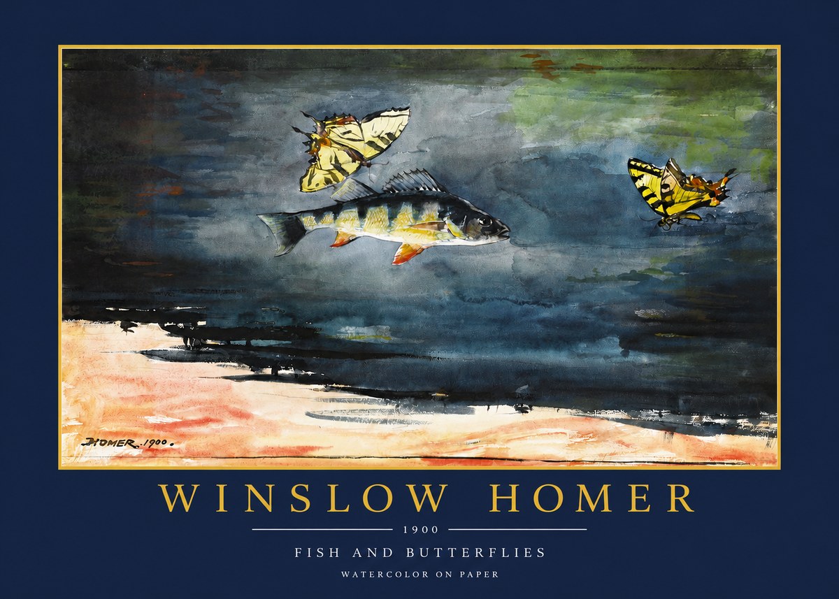 Winslow Homer Fish and Butterflies No2 - Póster