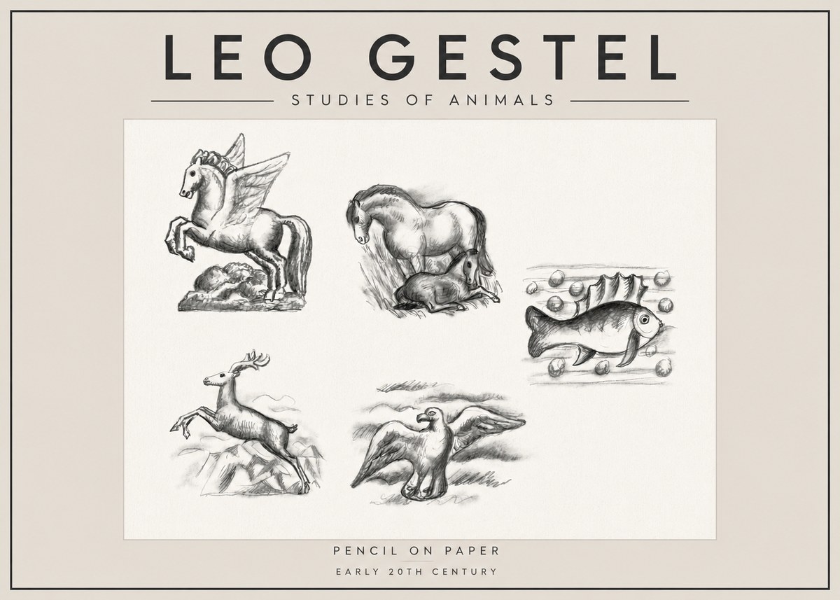 Leo Gestel Studies of Animals No4 - Póster