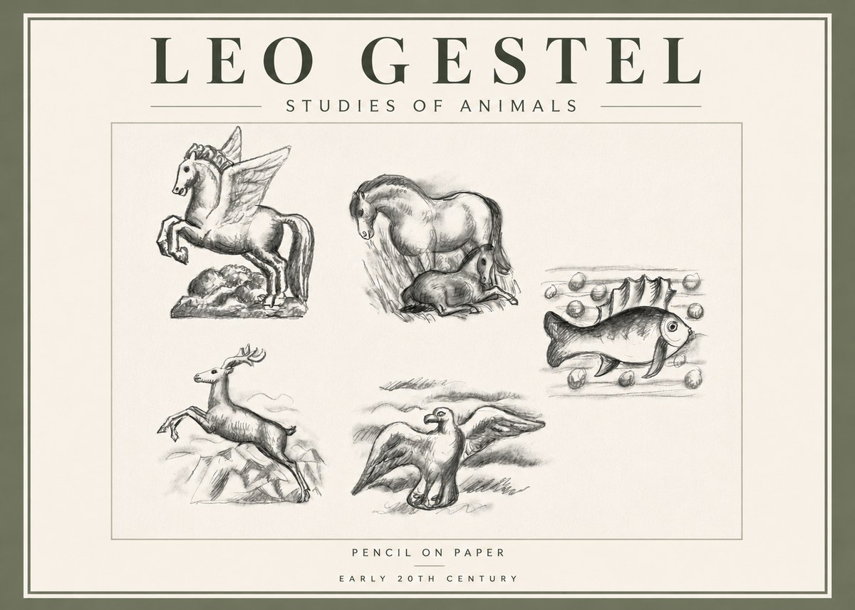 Leo Gestel Studies of Animals No5 - Póster