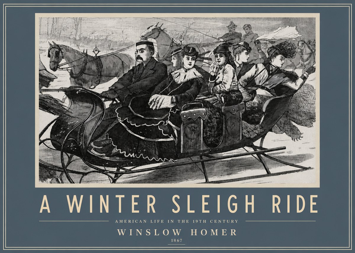 Winslow Homer A Winter Sleigh Ride - American Life in the 19Th Century No3 - Póster