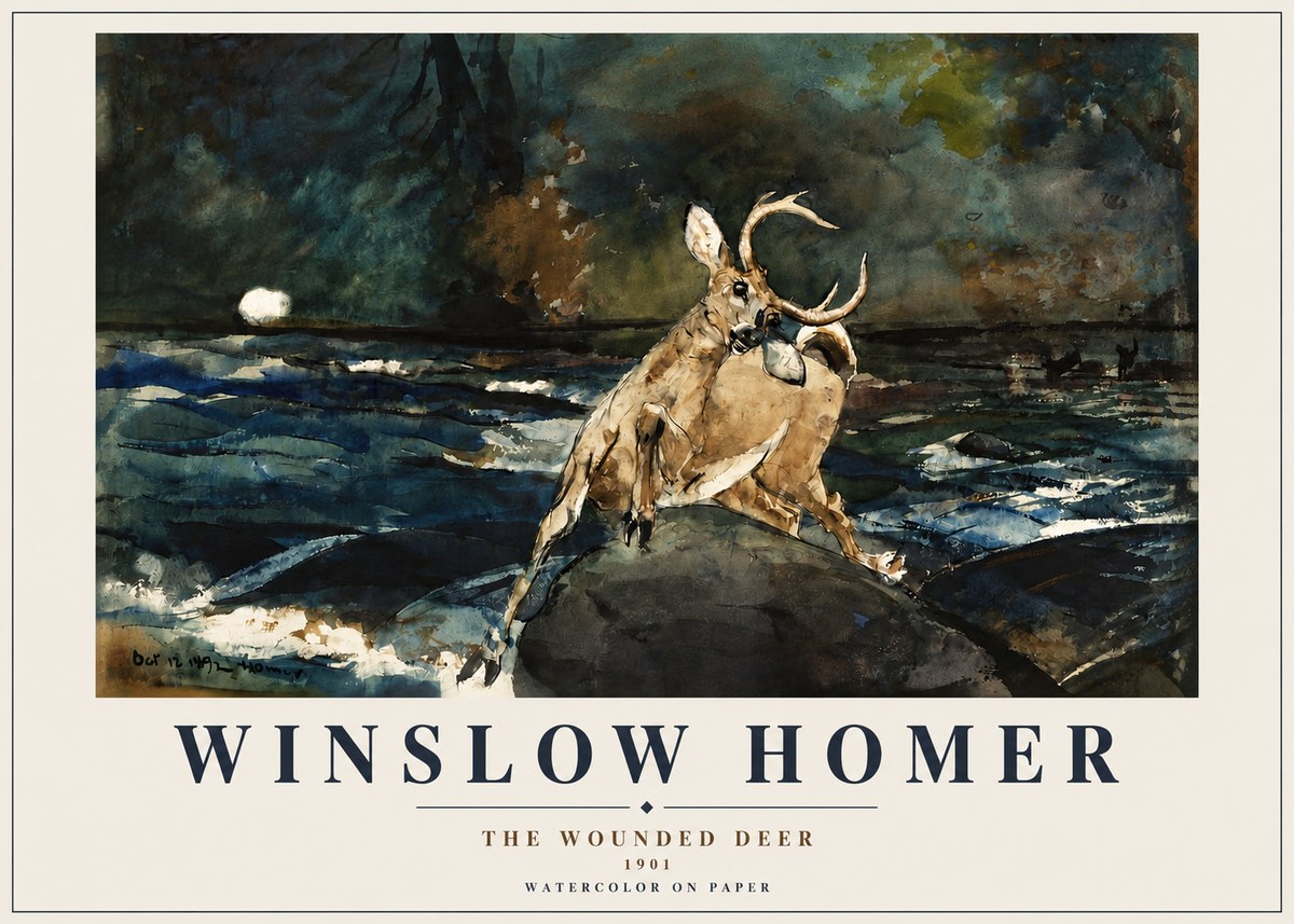 Winslow Homer The Wounded Deer No3 - Póster