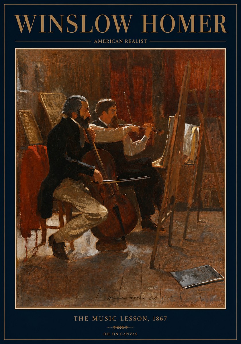 Winslow Homer The Music Lesson, 1867 No2 - Póster