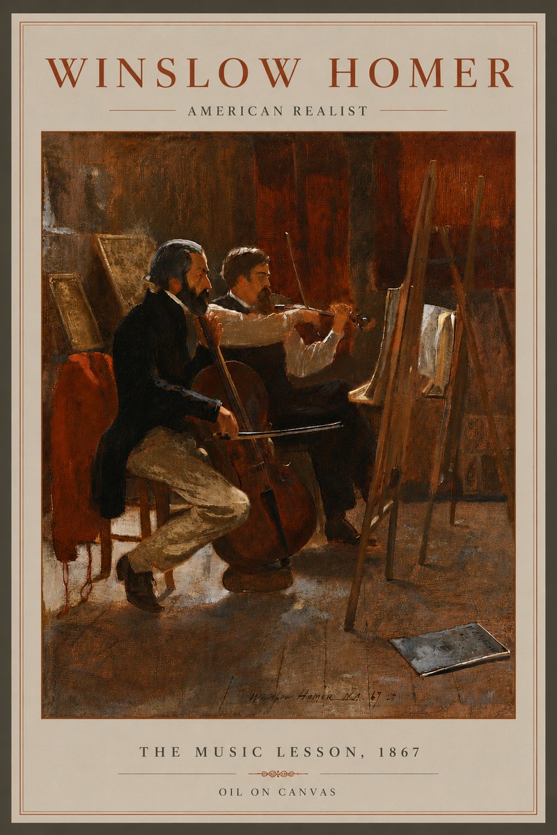 Winslow Homer The Music Lesson, 1867 No6 - Póster