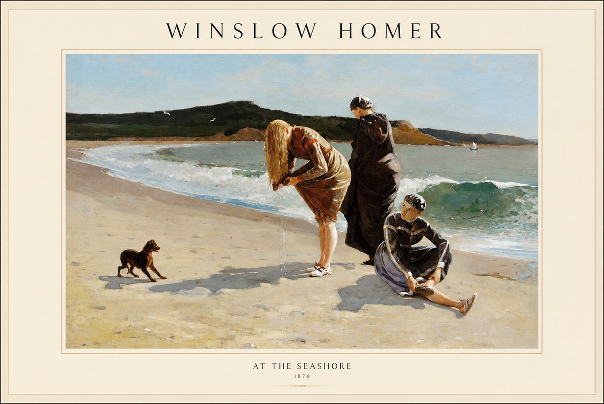Winslow Homer At the Seashore No1 - Póster