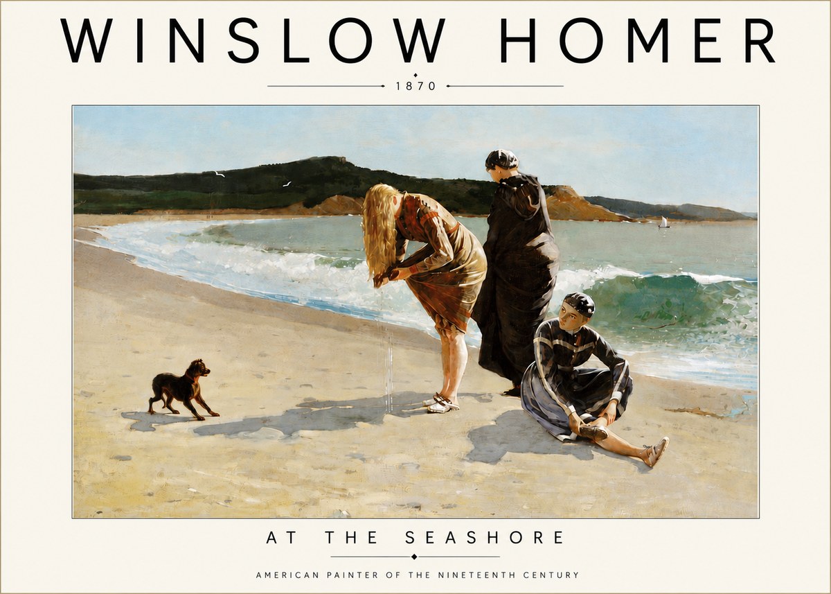 Winslow Homer At the Seashore No4 - Póster