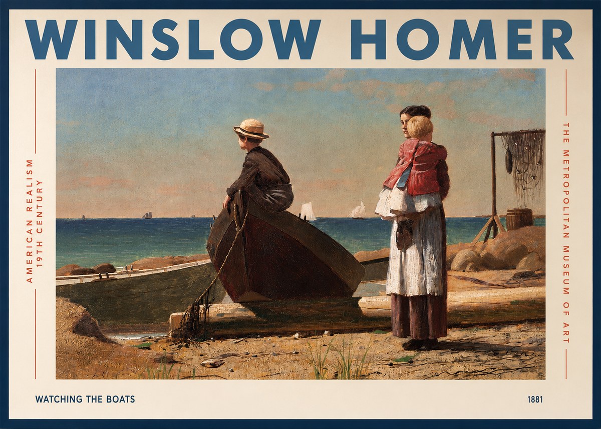 Winslow Homer Watching the Boats, 1881 No2 - Póster