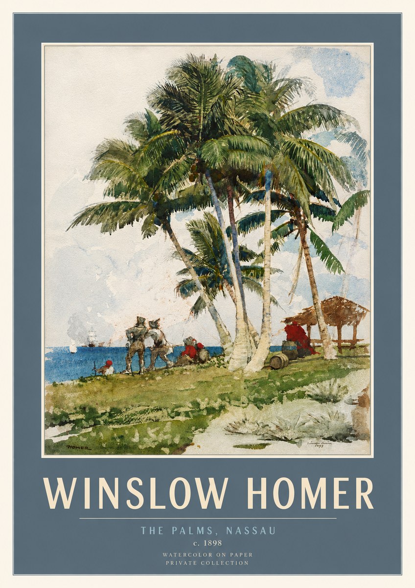 Winslow Homer The Palms, Nassau No3 - Póster