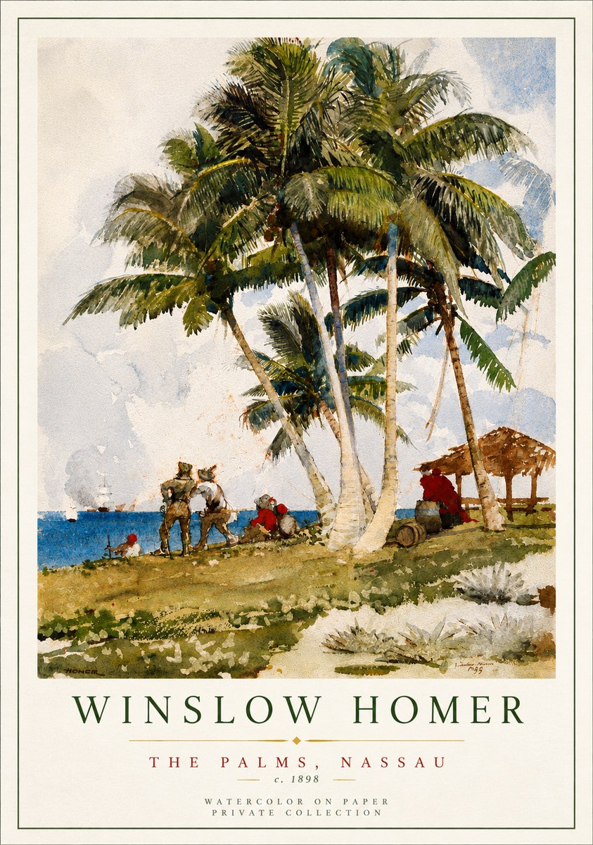 Winslow Homer The Palms, Nassau No5 - Póster