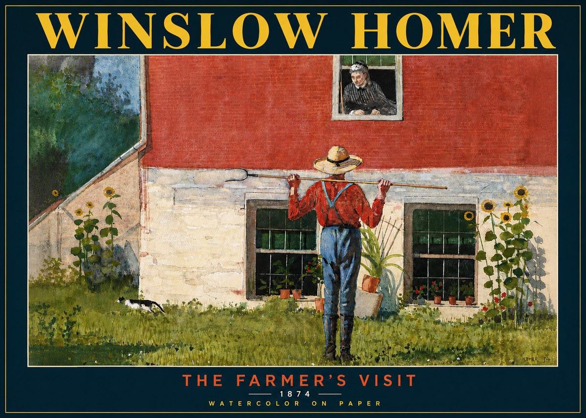 Winslow Homer Farmer with Hoe No5 - Póster