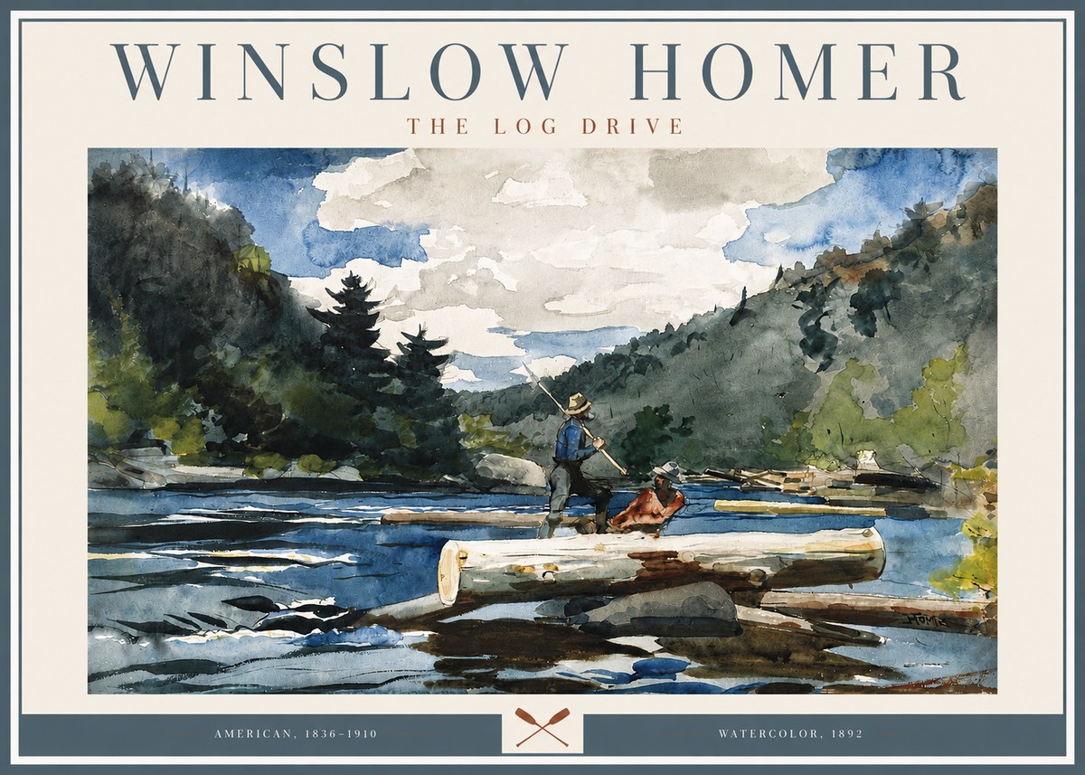 Winslow Homer The Log Drive No3 - Póster